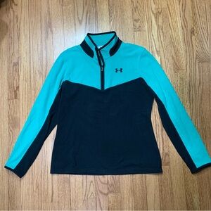 Under Armour Light Fleece Quarter-Zip Pullover Black & Bright Jade Medium